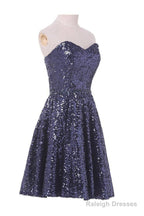 A-Line Sweetheart Knee Length Sequined Homecoming Dresses With Beads