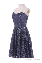 A-Line Sweetheart Knee Length Sequined Homecoming Dresses With Beads