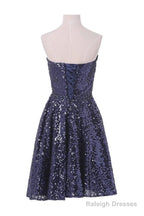 A-Line Sweetheart Knee Length Sequined Homecoming Dresses With Beads