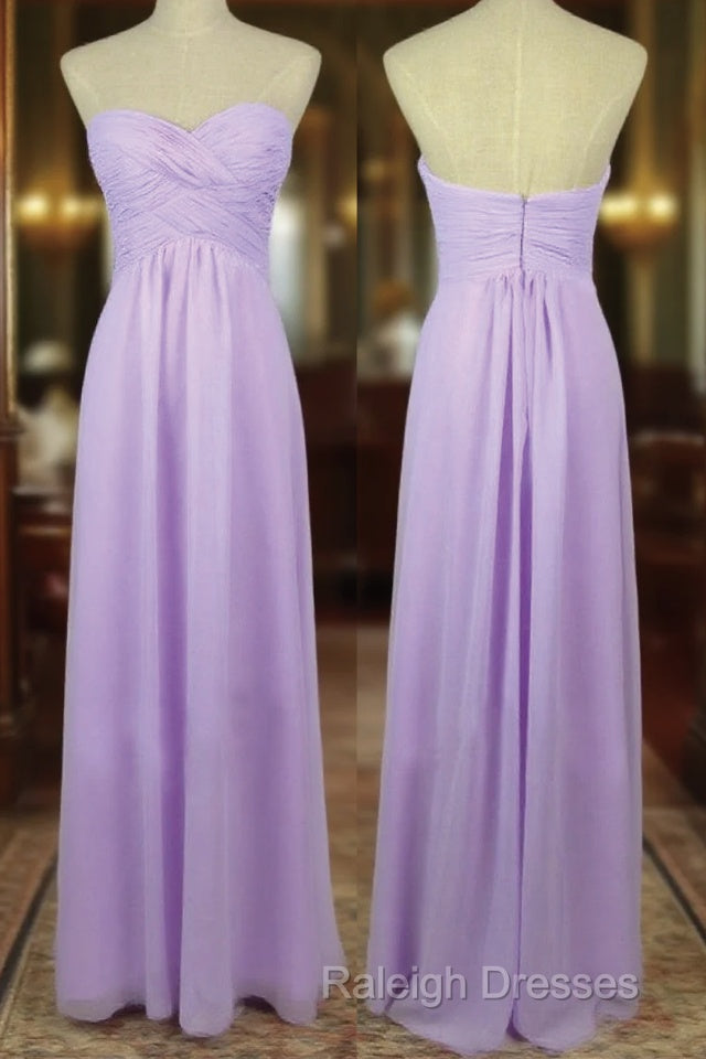 A Line Sweetheart Neck Backless Lilac Long Prom Dress, Lilac Long Bridesmaid Dress Main image