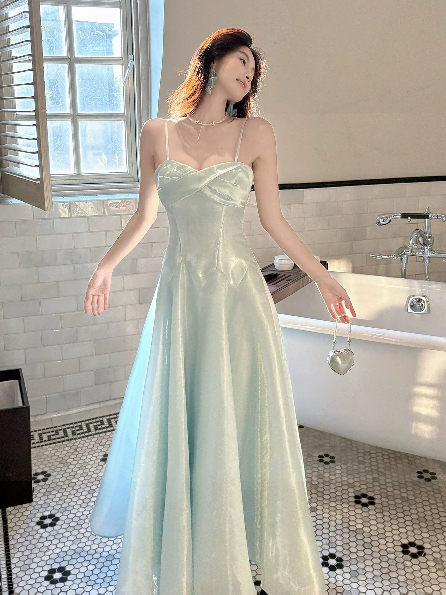 A-Line Sweetheart Neck Blue Long Formal Prom Dress