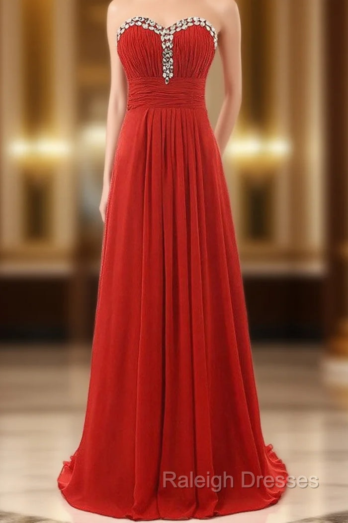 A-Line Sweetheart Neck Chiffon Floor Length Bridesmaid Dress