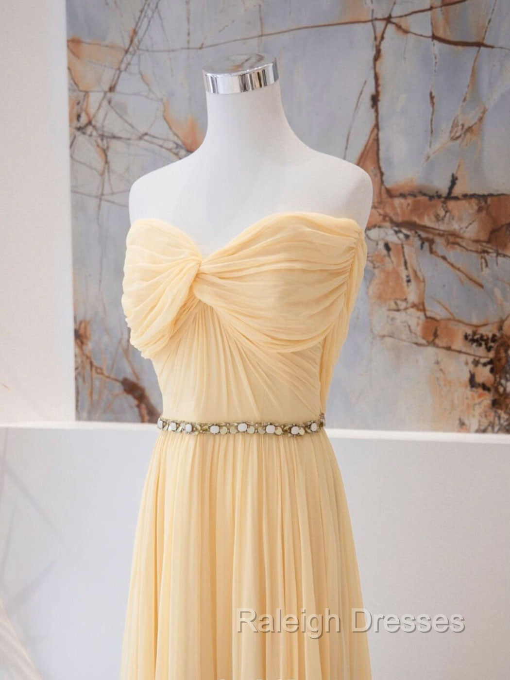 A-Line Sweetheart Neck Chiffon Long Prom Dress, Chiffon Formal Evening Dress