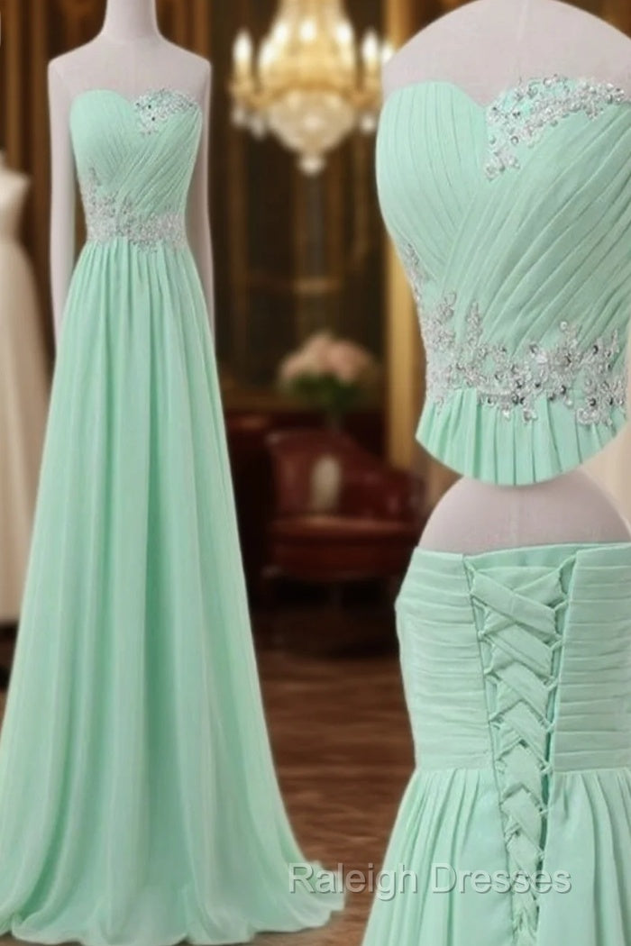 A Line Sweetheart Neck Floor Length Green Prom Dress, Long Formal / Bridesmaid Dress Main image