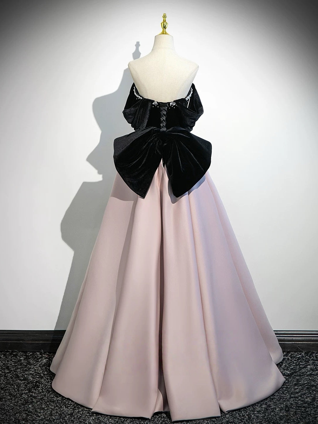 A-Line  Sweetheart Neck Off Shoulder Floor Length Pink Formal Prom Dress With Beads