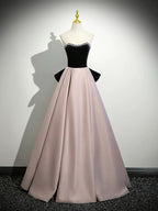 A-Line  Sweetheart Neck Off Shoulder Floor Length Pink Formal Prom Dress With Beads