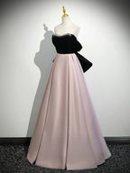 A-Line  Sweetheart Neck Off Shoulder Floor Length Pink Formal Prom Dress With Beads