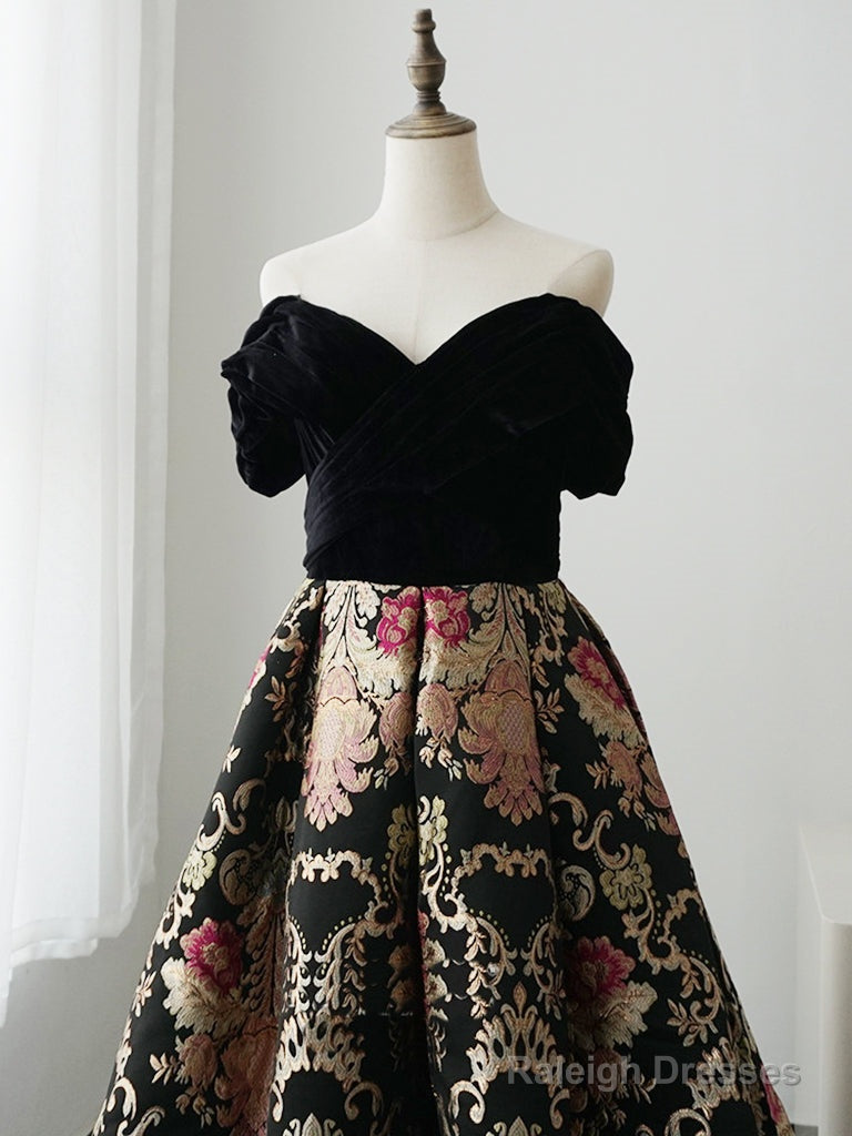 A-Line Sweetheart Neck Satin Black Long Prom Dress, Black Formal Dress