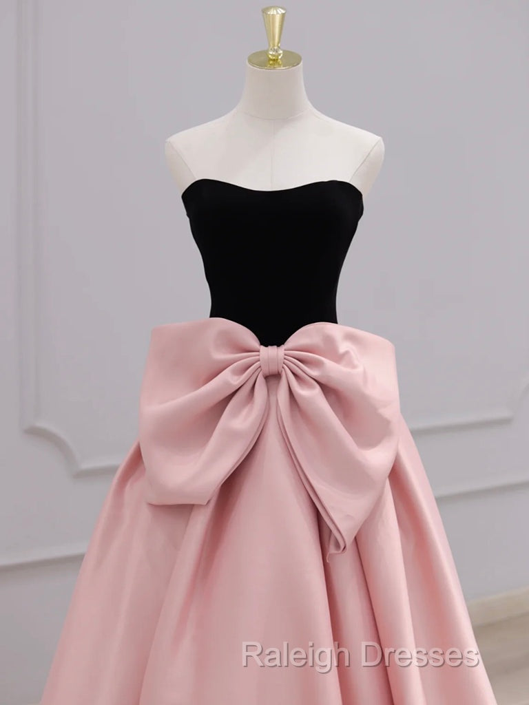 A-Line Sweetheart Neck Satin Black/Pink Short Prom Dresses Cute Homecoming Dresses