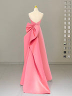 A-Line Sweetheart Neck Satin Pink Long Formal Prom Dress, Pink Long Formal Dress