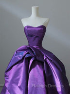 A-Line Sweetheart Neck Satin Purple Long Prom Dress Formal Dress Evening Dress
