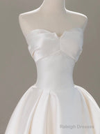 A-Line Sweetheart Neck Satin White Long Prom Dress