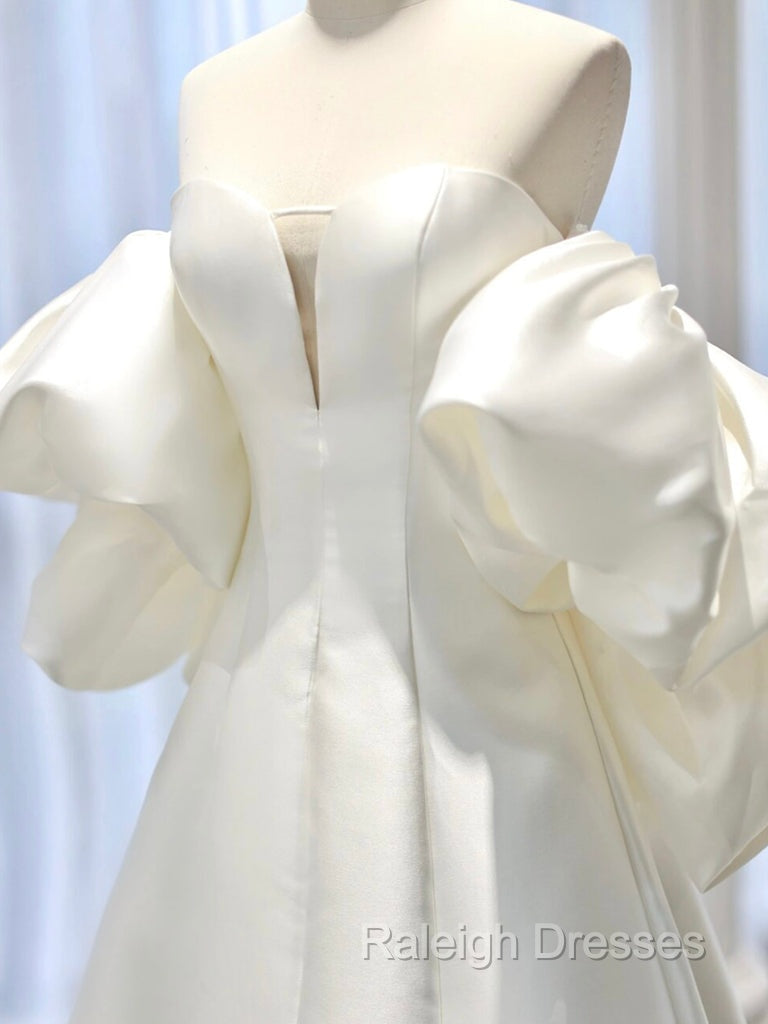 A-Line Sweetheart Neck Satin White Long Prom Dress, White Long Formal Dress Secondary image