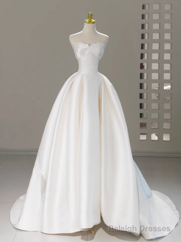 A-Line Sweetheart Neck Satin White Long Prom Dress Main image