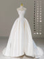 A-Line Sweetheart Neck Satin White Long Prom Dress
