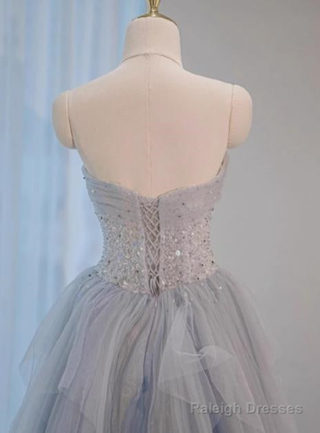 A-Line Sweetheart Neck Sequined Tulle Prom Dresses Long Birthday Dresses Graduation Prom Dresses