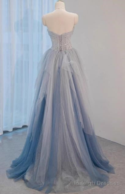 A-Line Sweetheart Neck Sequined Tulle Prom Dresses Long Birthday Dresses Graduation Prom Dresses
