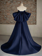 A-Line Sweetheart Neck Sweep Train Satin Ivory Long Formal Prom Dress