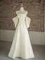 A-Line Sweetheart Neck Sweep Train Satin Ivory Long Formal Prom Dress