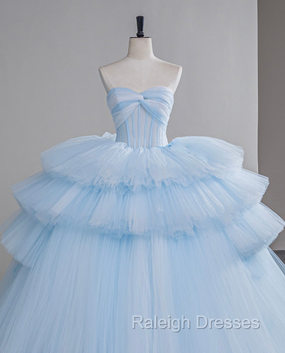 A-Line Sweetheart Neck Tulle Blue Long Prom Dress, Blue Long Evening Gown
