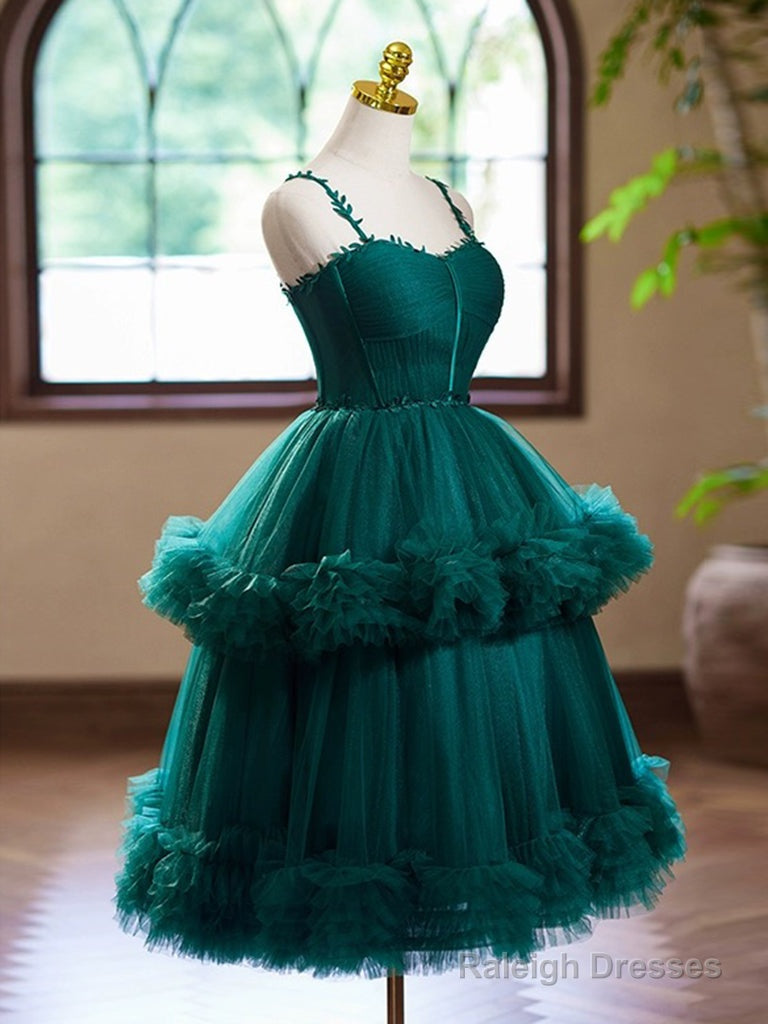 A-Line Sweetheart Neck Tulle Green Short Prom Dress, Green Homecoming Dress Secondary image