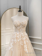 A Line Sweetheart Neck Tulle Lace Long Blue Prom Dresses, Lace Formal Graduation Dresses