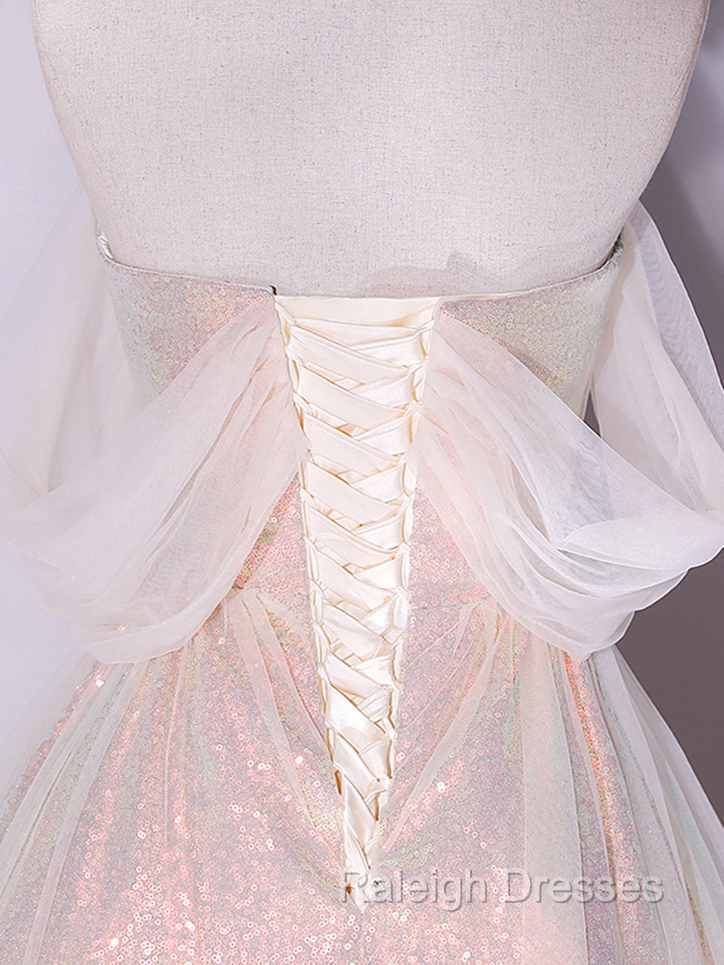 A-Line Sweetheart Neck Tulle Pink Formal Dress, Off Shoulder Pink Formal Dress