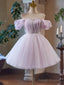 A-Line Sweetheart Neck Tulle Purple Short Prom Dress, Purple Homecoming Dress