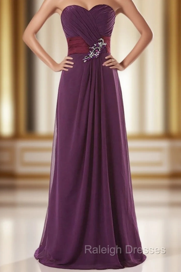 A-Line Sweetheart Pleats Bridesmaid Dress With Crystal Main image