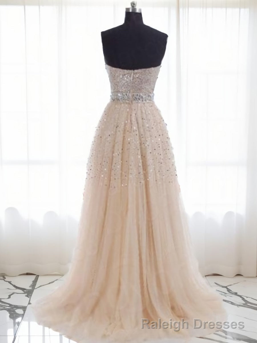 A-line Sweetheart Sweep Train Tulle Dress