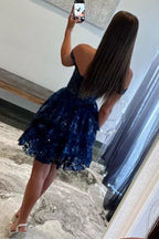 A-Line Sweetheart Tiered Short Homecoming Dresses