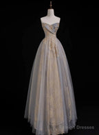 A Line Sweetheart Tulle And Lace Long Prom Dress, Tulle Long Evening Dress