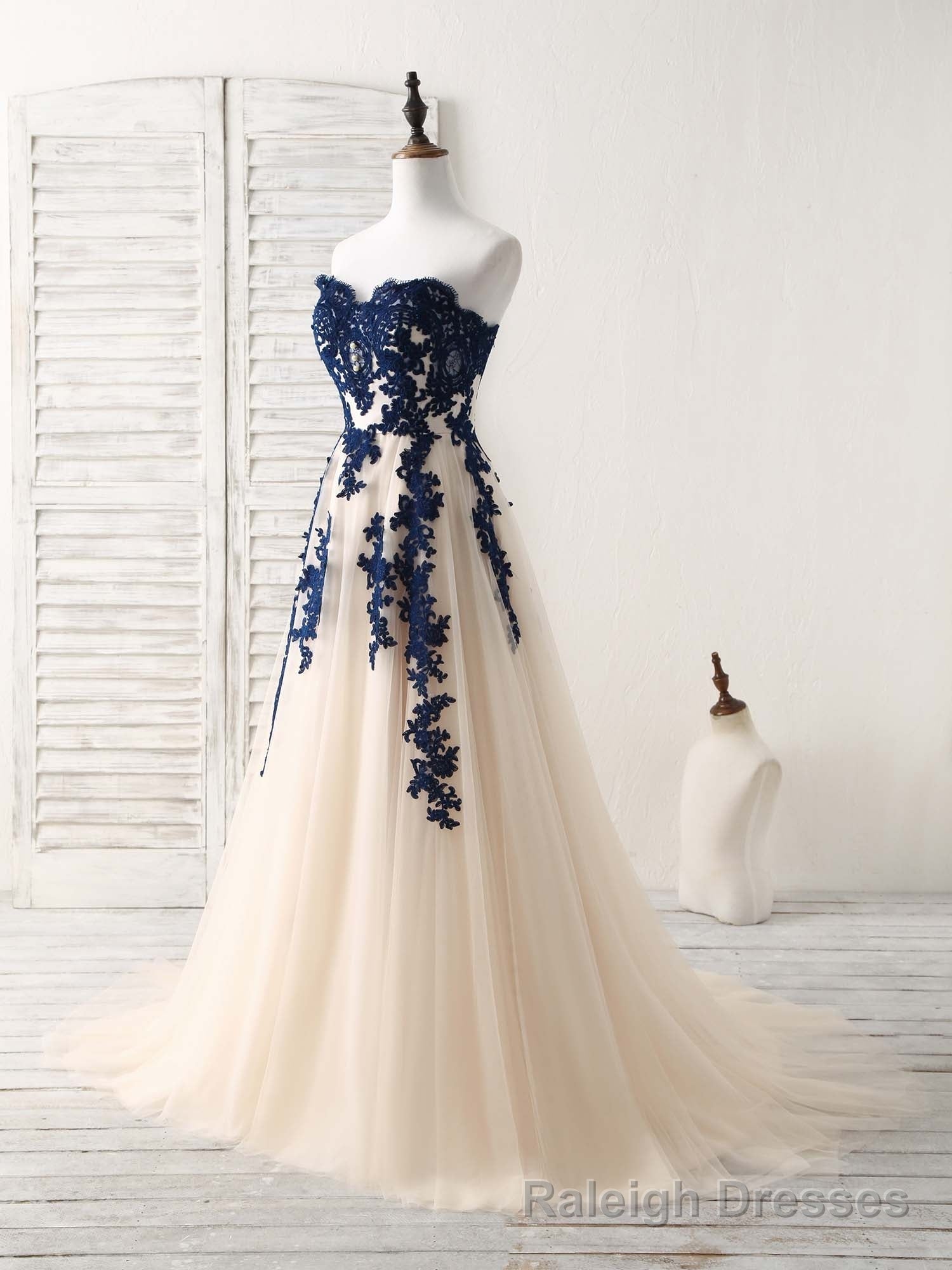 A Line Sweetheart Tulle Lace Applique Green Long Prom Dress, Bridesmaid Dress