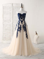A Line Sweetheart Tulle Lace Applique Green Long Prom Dress, Bridesmaid Dress