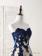 A-Line Sweetheart Tulle Lace Applique Long Prom Dress, Bridesmaid Dress