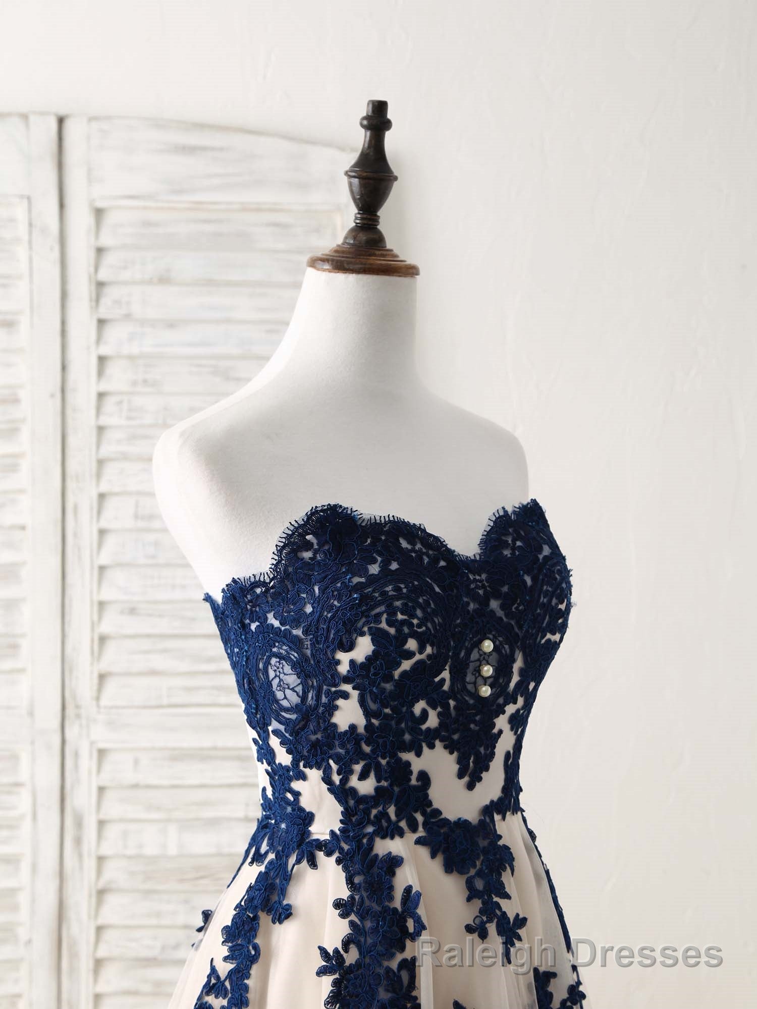 A-Line Sweetheart Tulle Lace Applique Long Prom Dress, Bridesmaid Dress