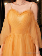 A-Line Tulle Beaded Straps Sweetheart Prom Dresses Tulle Short Homecoming Dresses
