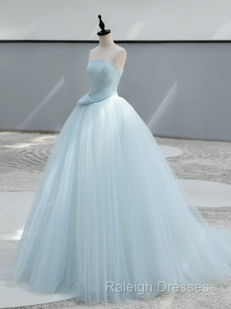 A-Line Tulle Blue Long Prom Dress, Blue Tulle Long Formal Dress Secondary image
