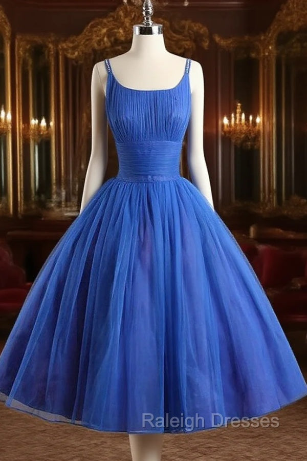 A-Line Tulle Blue Short Prom Dress, Blue Homecoming Dress Main image