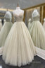 A Line Tulle Floor Length Prom Dress, Spaghetti Strap Prom Prom Dress