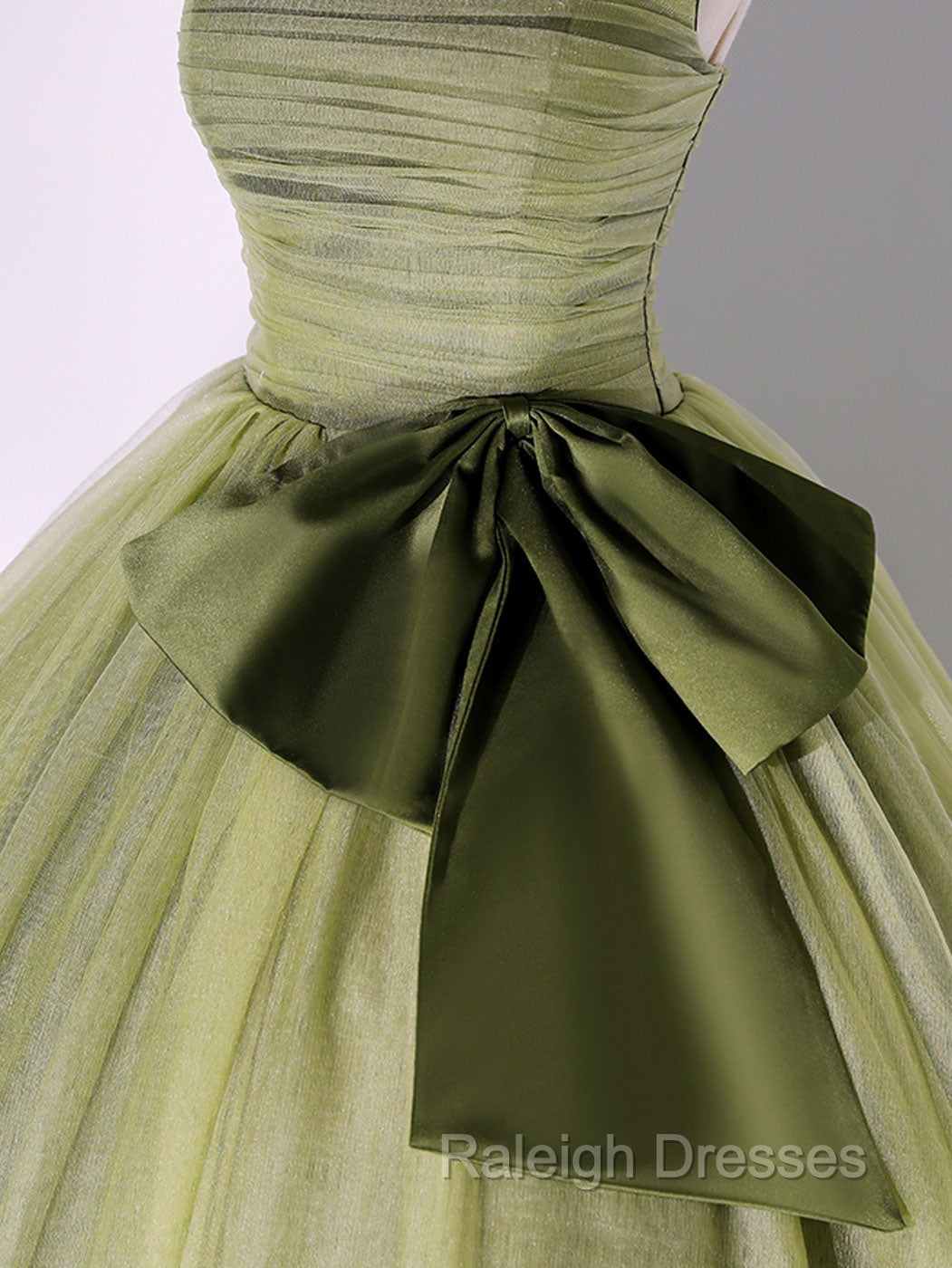 A Line Tulle Green Long Prom Dress, Green Tulle Evening Party Dresses