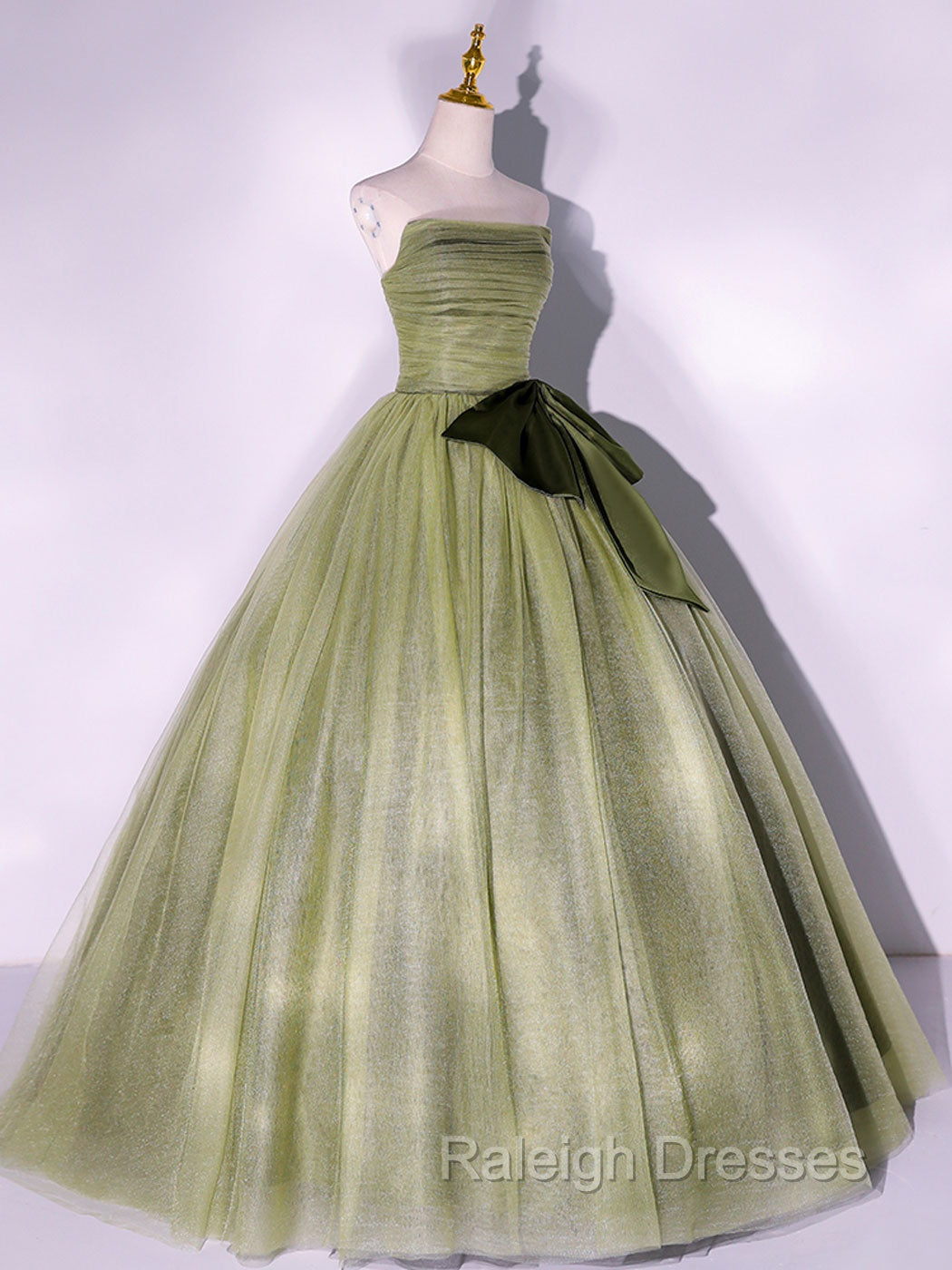 A Line Tulle Green Long Prom Dress, Green Tulle Evening Party Dresses