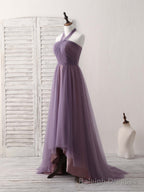 A Line Tulle High Low Long Prom Dress Simple Bridesmaid Dress