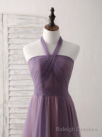 A Line Tulle High Low Long Prom Dress Simple Bridesmaid Dress