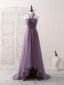A Line Tulle High Low Long Prom Dress Simple Bridesmaid Dress
