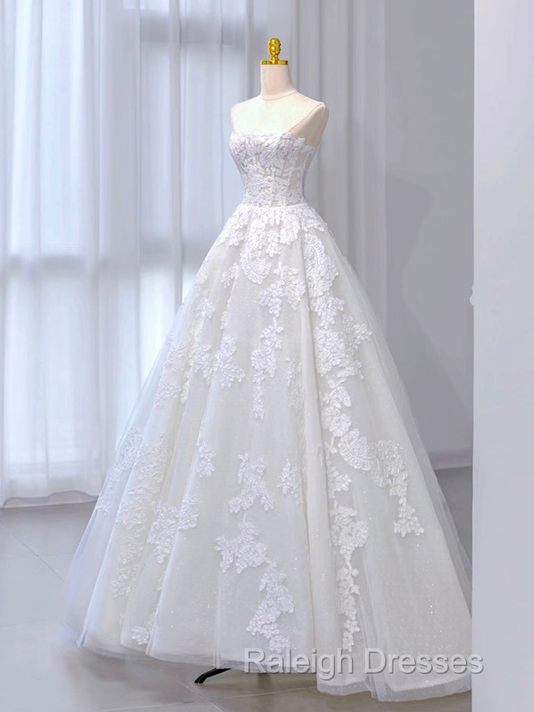 A-Line Tulle Lace Beige Long Prom Dresses Beige Long Prom Dresses