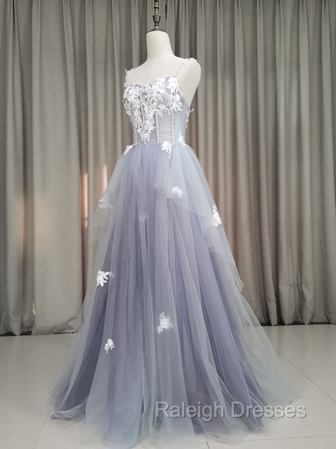 A line Tulle Lace Long Formal Dress, Lace Tulle Prom Dress Secondary image