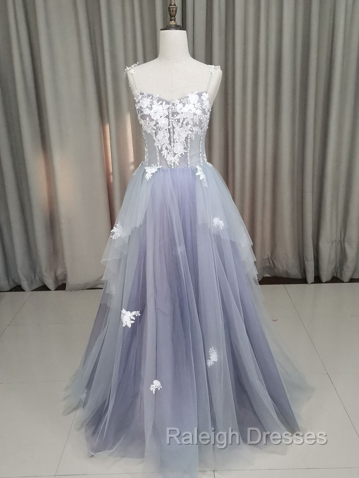 A line Tulle Lace Long Formal Dress, Lace Tulle Prom Dress Main image