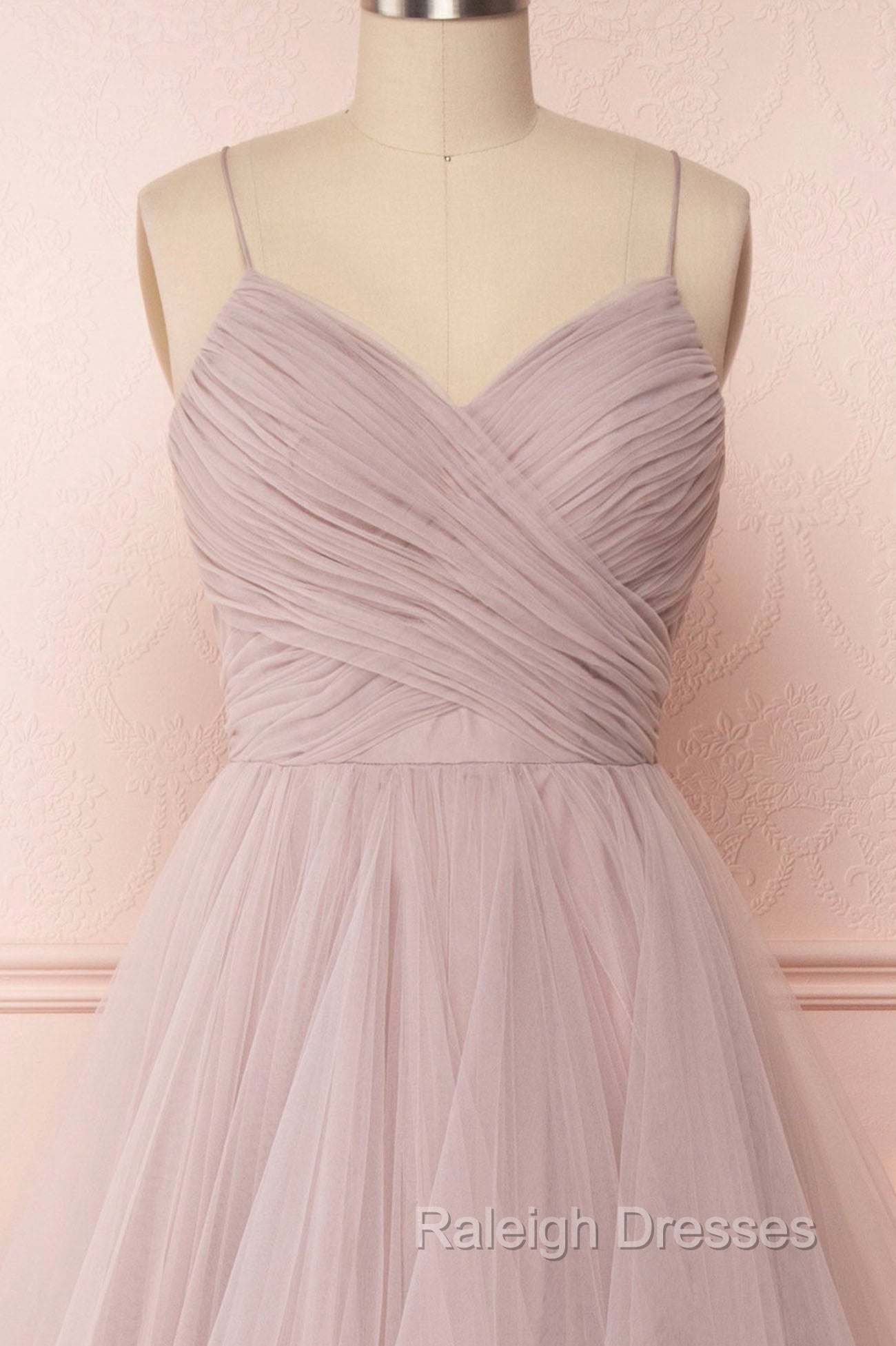 A Line Tulle Layers Long Formal Dress, Cute V Neck Prom Prom Dress
