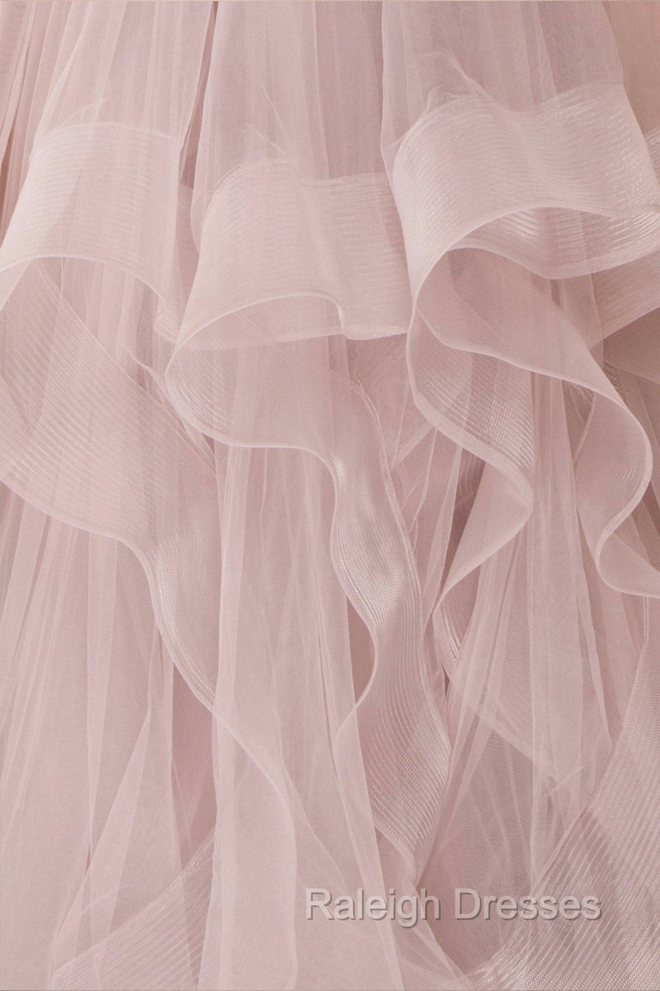 A Line Tulle Layers Long Formal Dress, Cute V Neck Prom Prom Dress